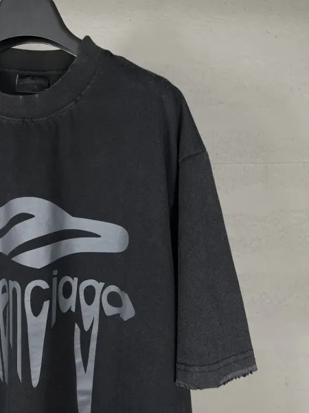Balenciaga Lenciago Graphic Print Distressed Black T-Shirt - 6