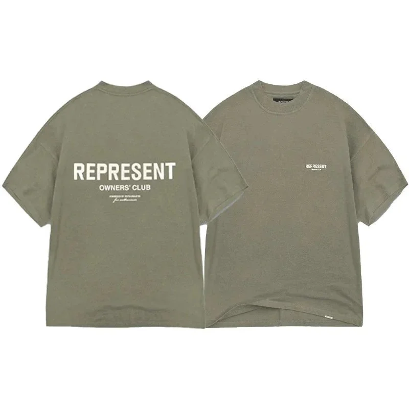 Letter print retro men's and women's couple round neck loose short-sleeved T-shirt product image