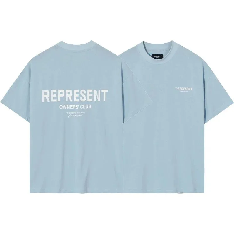 Letter print retro men's and women's couple round neck loose short-sleeved T-shirt product image