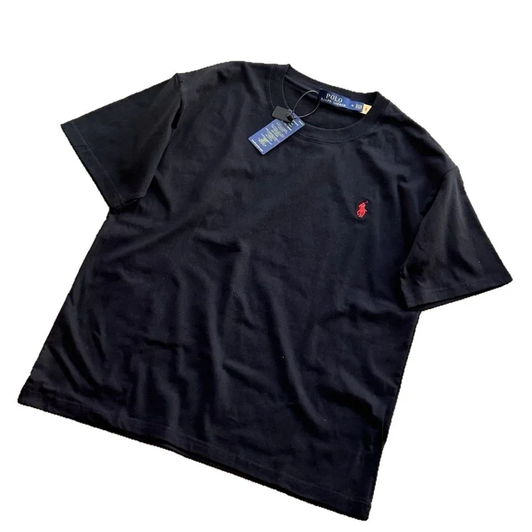 Versatile solid color classic cotton T-shirt with seven-color pony embroidery for couples(pic12) Versatile solid color classic cotton T-shirt with seven-color pony embroidery for couples