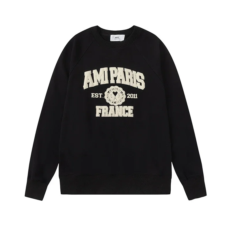 Letter love foam printed hooded sweatshirt for men and women round neck pullover sweatshirt