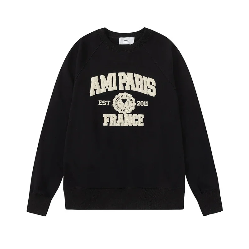 Letter love foam printed hooded sweatshirt for men and women round neck pullover sweatshirt