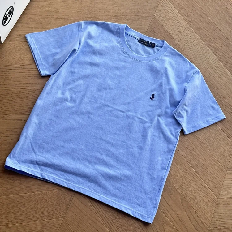 Versatile solid color classic cotton T-shirt with seven-color pony embroidery for couples(pic5) Versatile solid color classic cotton T-shirt with seven-color pony embroidery for couples