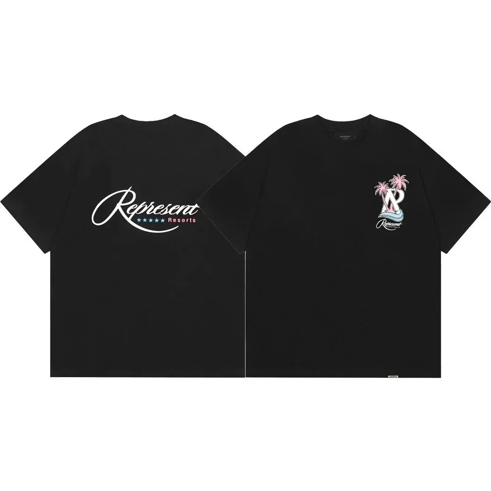 Letter print retro men's and women's couple round neck loose short-sleeved T-shirt