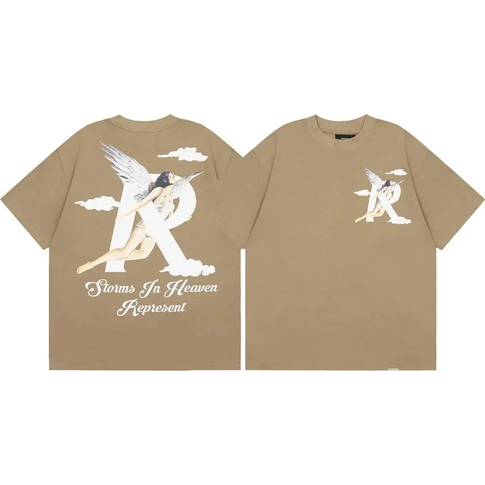 Letter print retro men's and women's couple round neck loose short-sleeved T-shirt