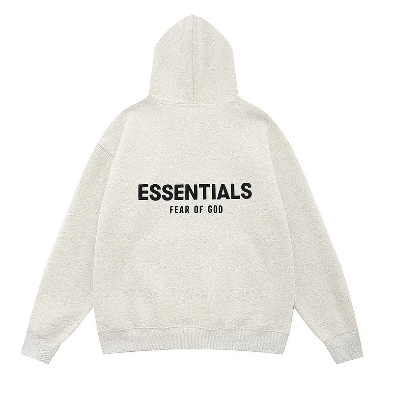New FEAR OF GOD ESSENTIALS flocked letter men and women casual loose plus velvet hooded sweatshirt trendy