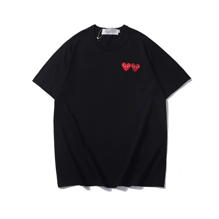 plaLove embroidered short-sleeved pure cotton red heart eyes couple T-shirt(pic40) plaLove embroidered short-sleeved pure cotton red heart eyes couple T-shirt
