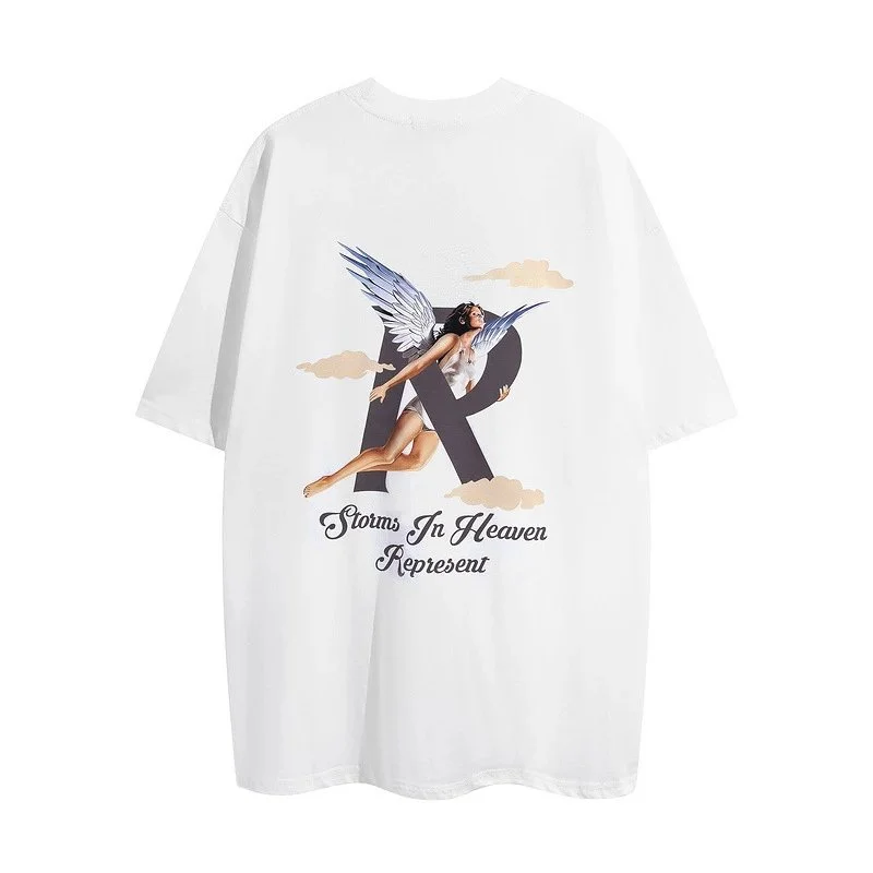 Angel Print Casual Sports Shorts Round Neck Short Sleeve T-Shirt product image