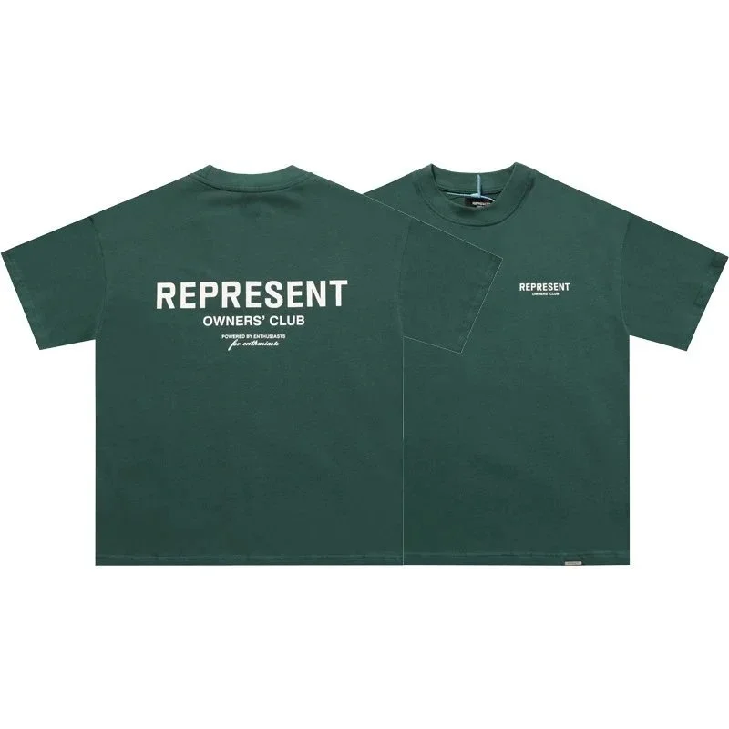 Letter print retro men's and women's couple round neck loose short-sleeved T-shirt product image
