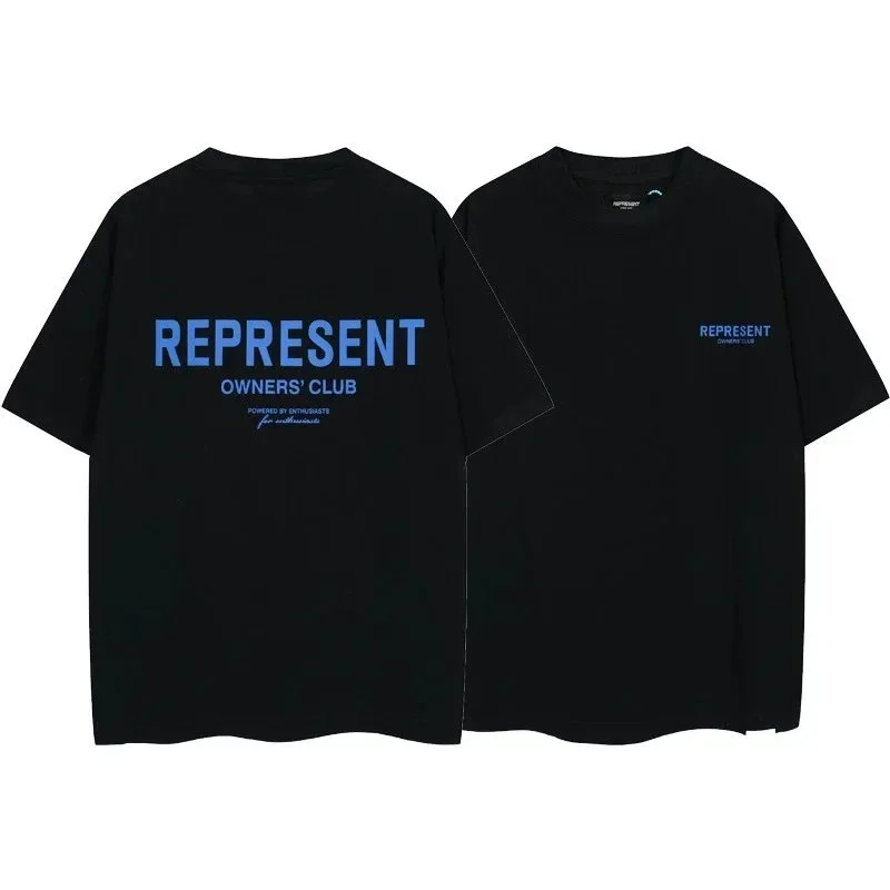 Letter print retro men's and women's couple round neck loose short-sleeved T-shirt product image