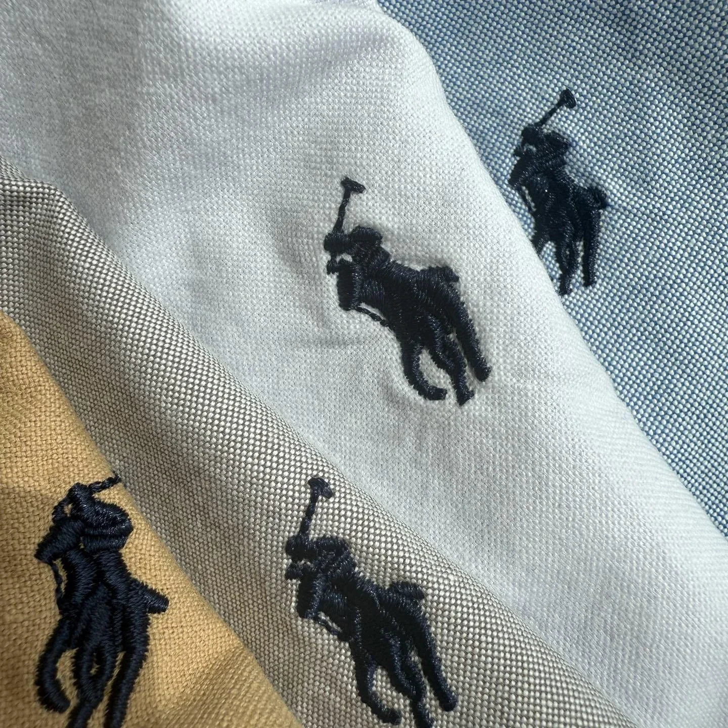 RL Pony Embroidered Cotton Oxford Solid Color Shirt Long Sleeve Lapel Shirt