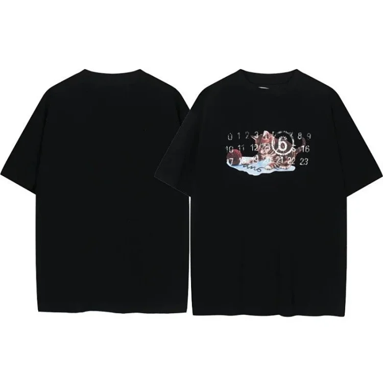 Summer loose letters MM6 embroidered label printing same style for men and women couples(pic3) Summer loose letters MM6 embroidered label printing same style for men and women couples