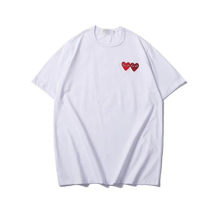 plaLove embroidered short-sleeved pure cotton red heart eyes couple T-shirt(pic41) plaLove embroidered short-sleeved pure cotton red heart eyes couple T-shirt