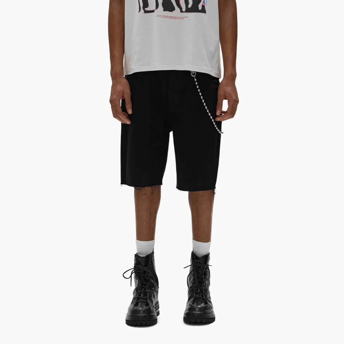 Splashed ink ripped casual denim shorts for men and women high street trousers