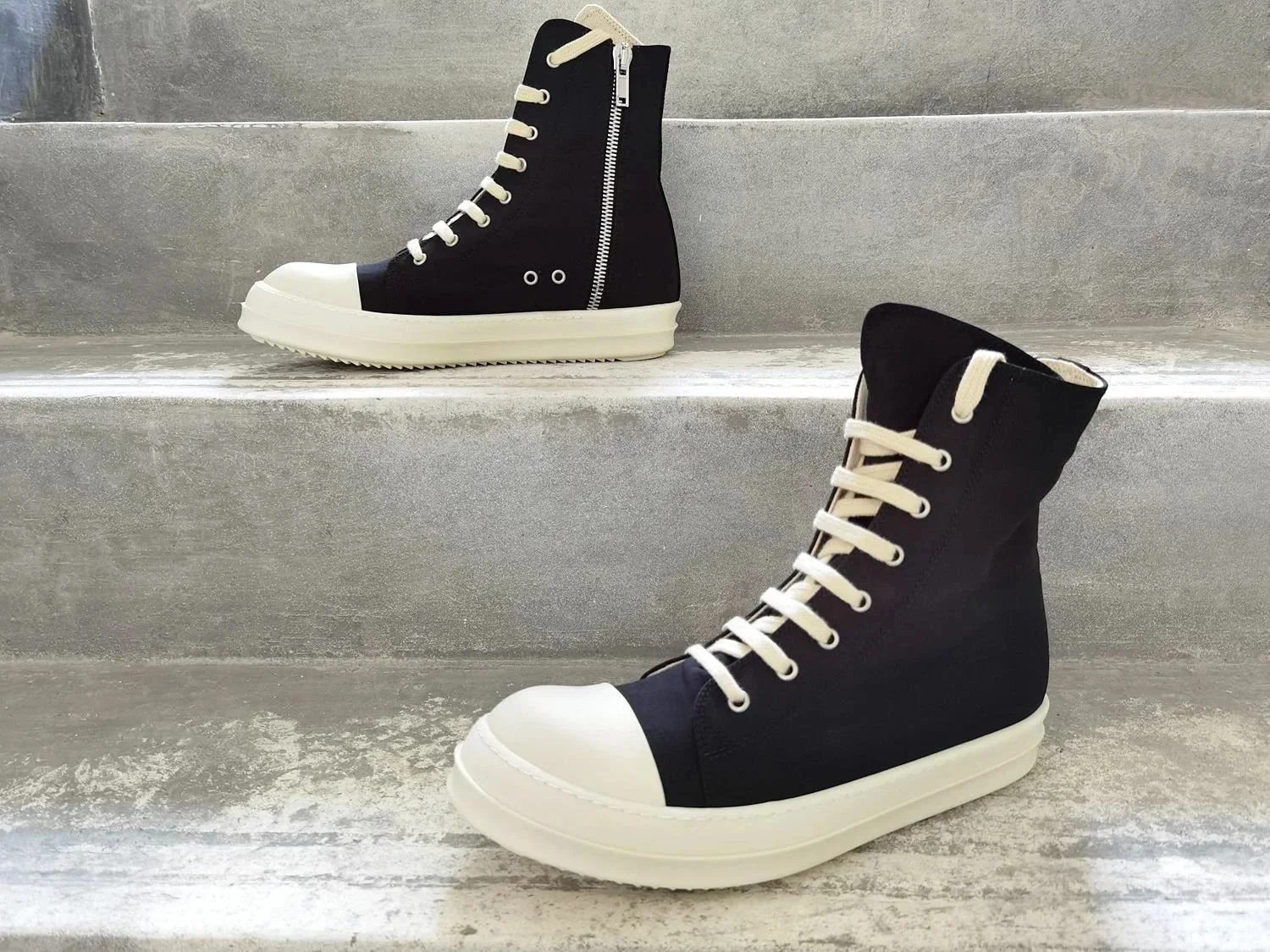 RICK OWENS RO multi-line drkshdw multi-line horizontal stripe satin high-top large Converse