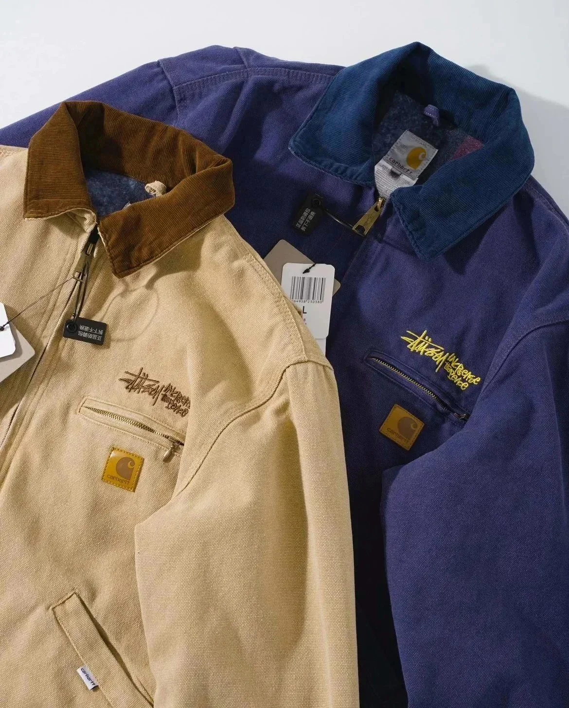 卡哈特Carhartt stussy斯图西联名中古款J97水洗帆布夹克外套男女
