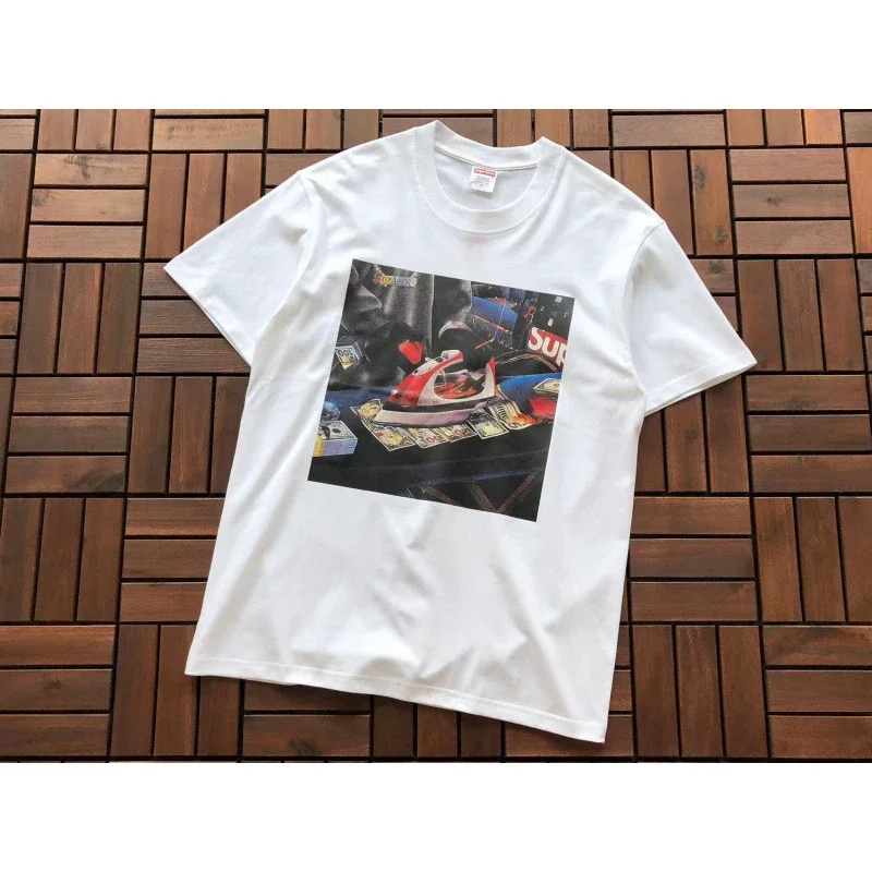 SUP letter print BOX high version short-sleeved T-shirt for men and women