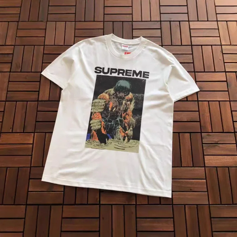 SUP letter print BOX high version short-sleeved T-shirt for men and women