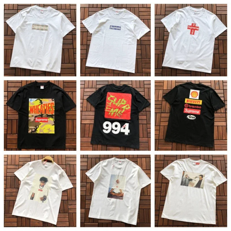 SUP letter print BOX high version short-sleeved T-shirt for men and women