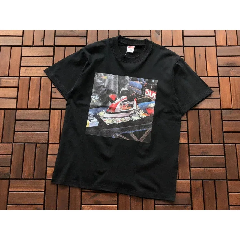 SUP letter print BOX high version short-sleeved T-shirt for men and women