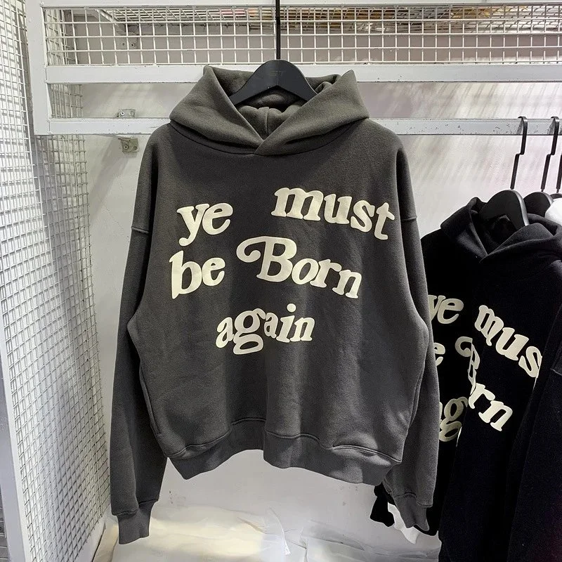 Foam printed sweatshirts for men and women, trendy brand hoodies for couples