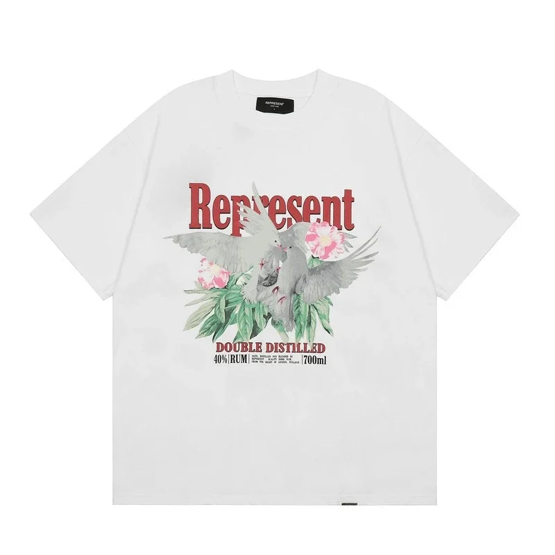 Collection Eagle Shark Pattern Printed Round Neck Short Sleeve Beauty Trendy Hip Hop