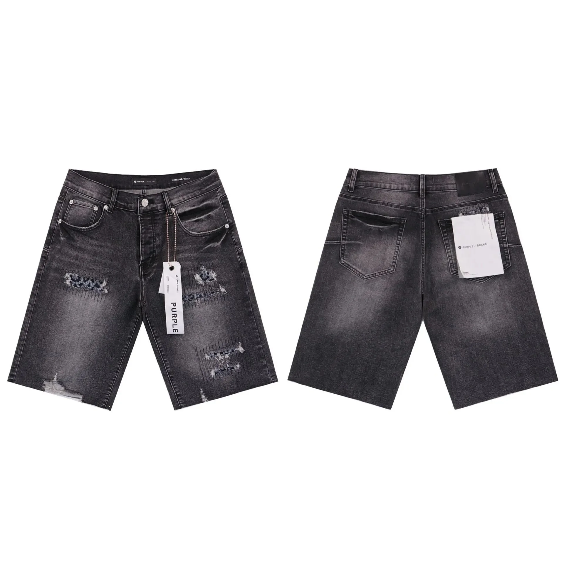 Splashed ink ripped casual denim shorts for men and women high street trousers product image