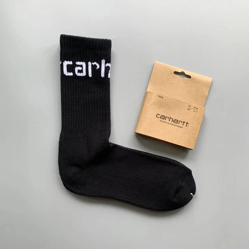 Carhartt men's and women's European and American fashion brand towel bottom gold label embroidery simple workwear style skateboard sports socks