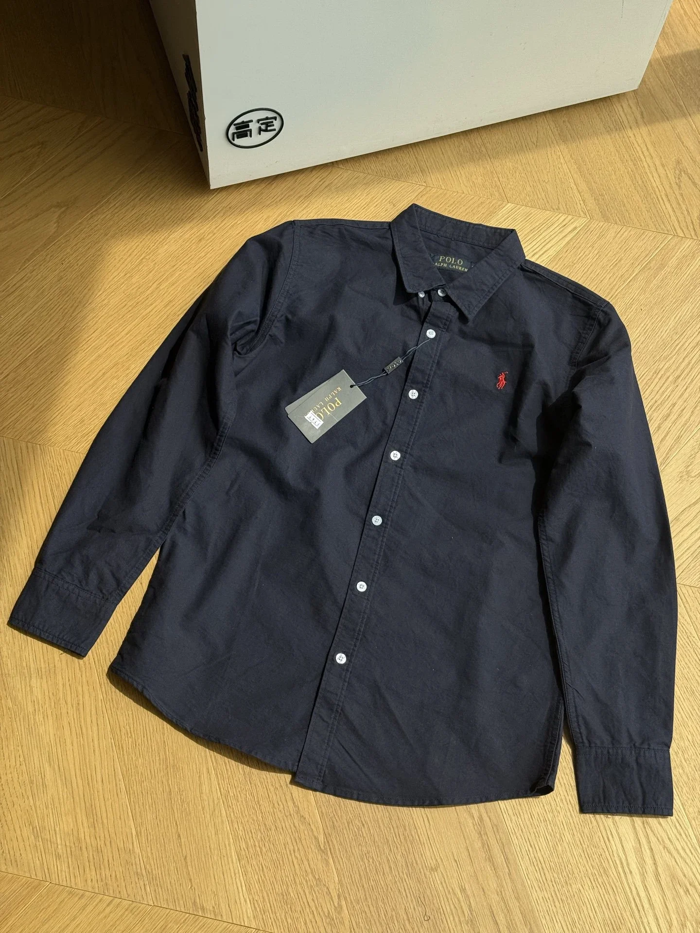 RL Pony Embroidered Cotton Oxford Solid Color Shirt Long Sleeve Lapel Shirt