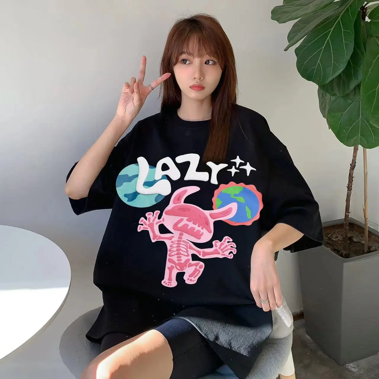 BROKEN PLANET Broken Planet American trendy brand foam couple short-sleeved loose men's and women's versatile T-shirt cross-border