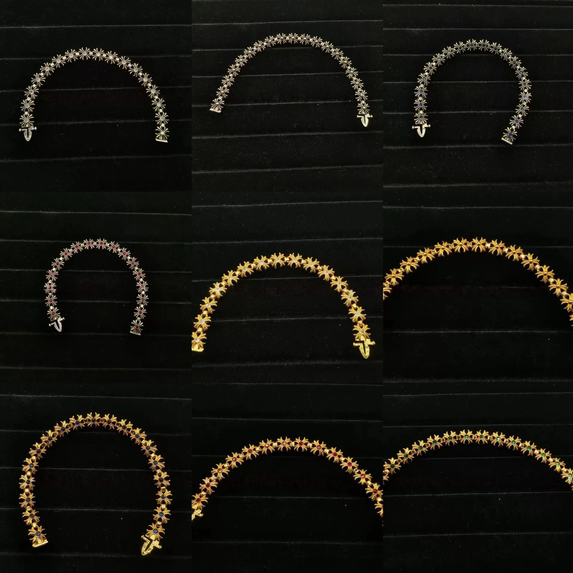 CH retro cross diamond bracelet for men and women, trendy couple style