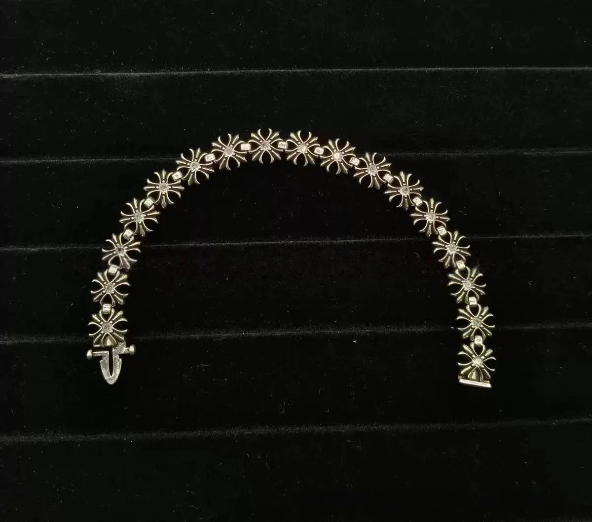 CH retro cross diamond bracelet for men and women, trendy couple style
