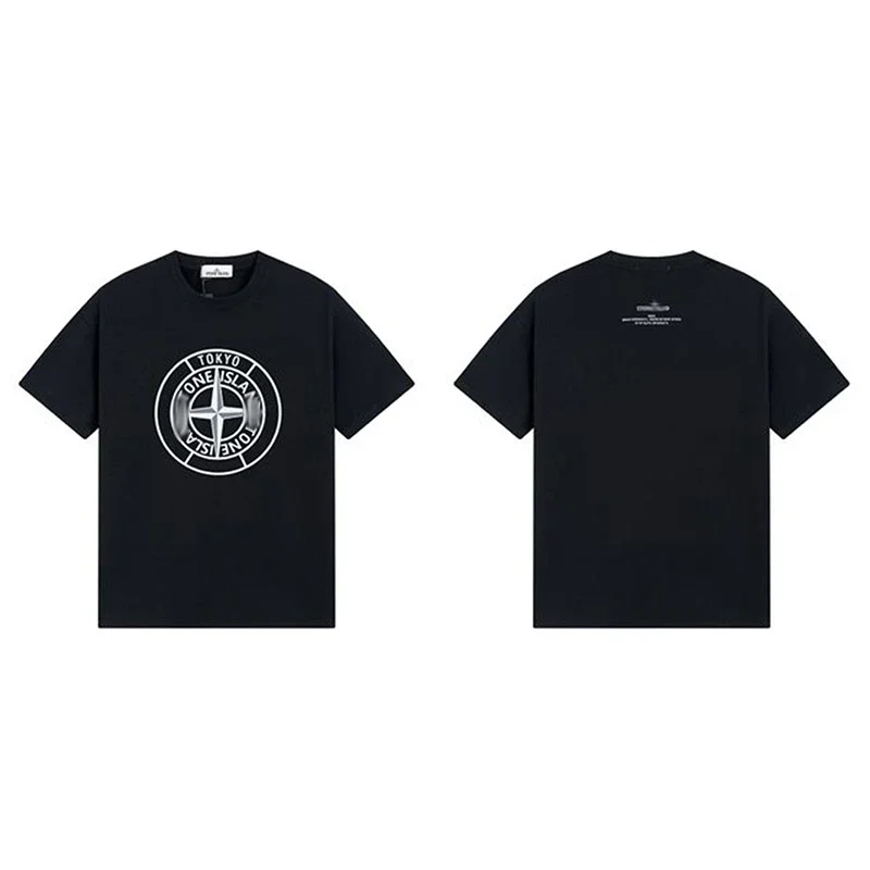 Shitongdao casual short-sleeved T-shirt printed loose round neck same style for men and women