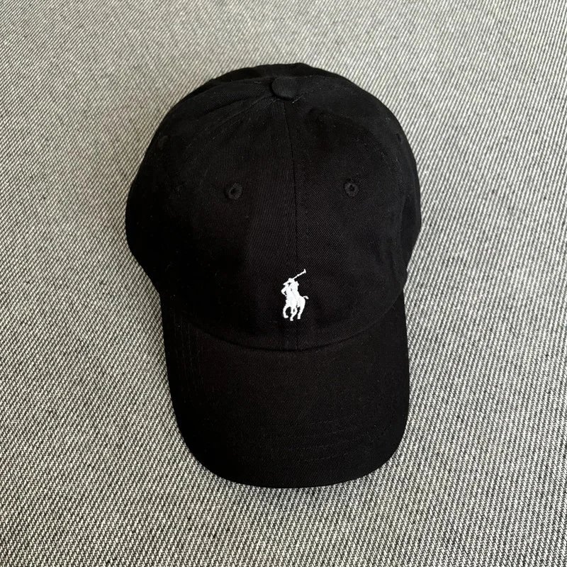 Polo Ralph Lauren Hats Embroidered Pony Baseball Cap — Black with a white label