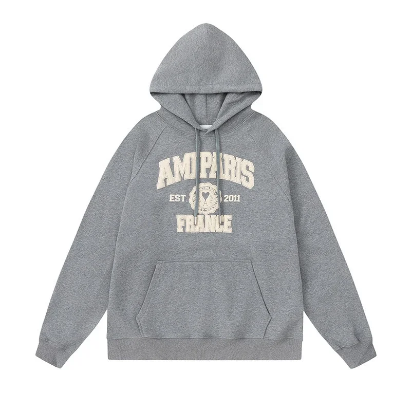 Letter love foam printed hooded sweatshirt for men and women round neck pullover sweatshirt