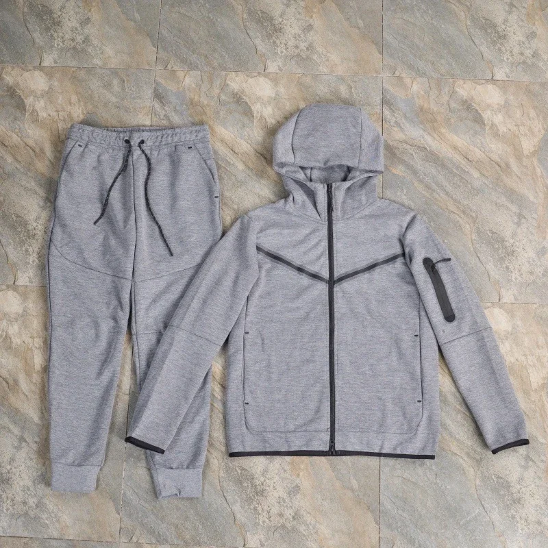 Cross-border hooded zipper shirt suit for men spring and autumn new sportswear casual jacket footwear sweatpants two-piece set
