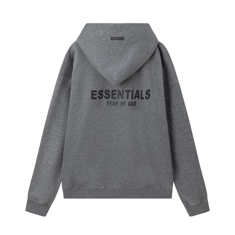 New FEAR OF GOD ESSENTIALS flocked letter men and women casual loose plus velvet hooded sweatshirt trendy