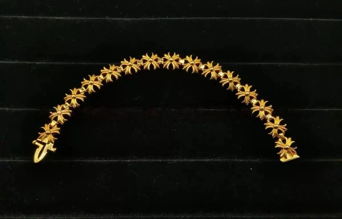 CH retro cross diamond bracelet for men and women, trendy couple style