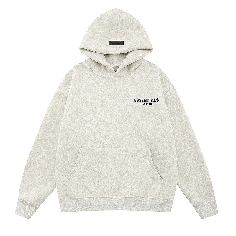New FEAR OF GOD ESSENTIALS flocked letter men and women casual loose plus velvet hooded sweatshirt trendy