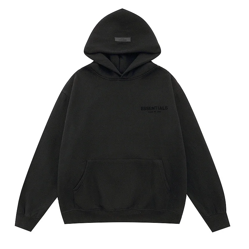 New FEAR OF GOD ESSENTIALS flocked letter men and women casual loose plus velvet hooded sweatshirt trendy