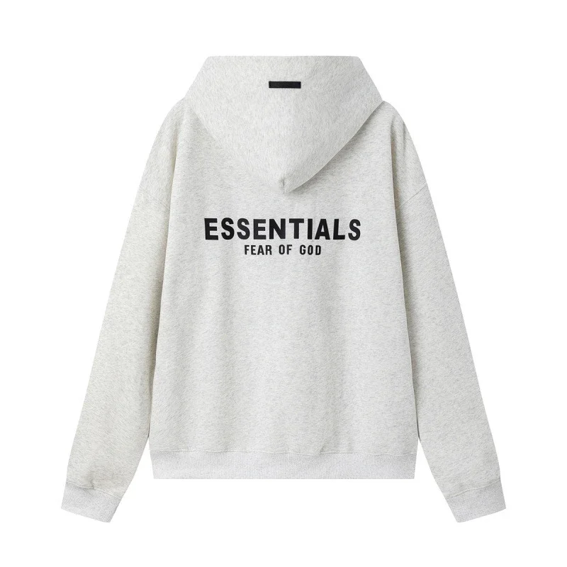 New FEAR OF GOD ESSENTIALS flocked letter men and women casual loose plus velvet hooded sweatshirt trendy