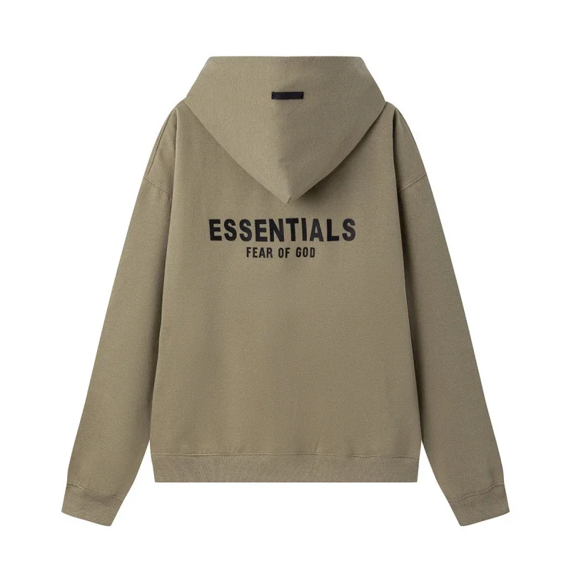New FEAR OF GOD ESSENTIALS flocked letter men and women casual loose plus velvet hooded sweatshirt trendy