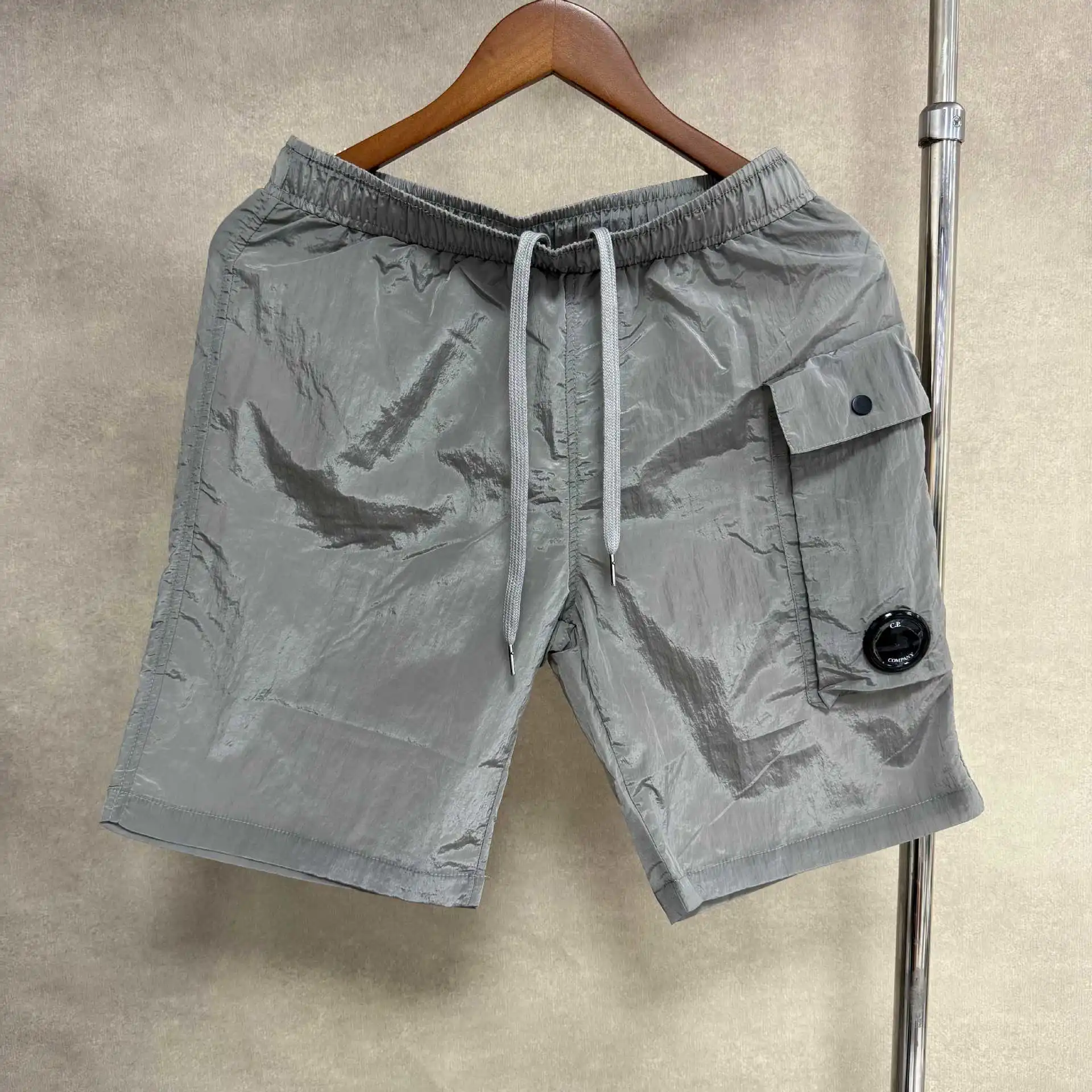 CP cross-border COMPANY sleeves zipper button decoration loose workwear sports short-sleeved shorts suit