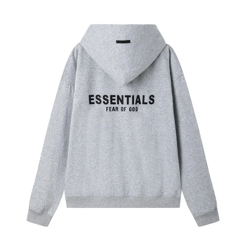 New FEAR OF GOD ESSENTIALS flocked letter men and women casual loose plus velvet hooded sweatshirt trendy