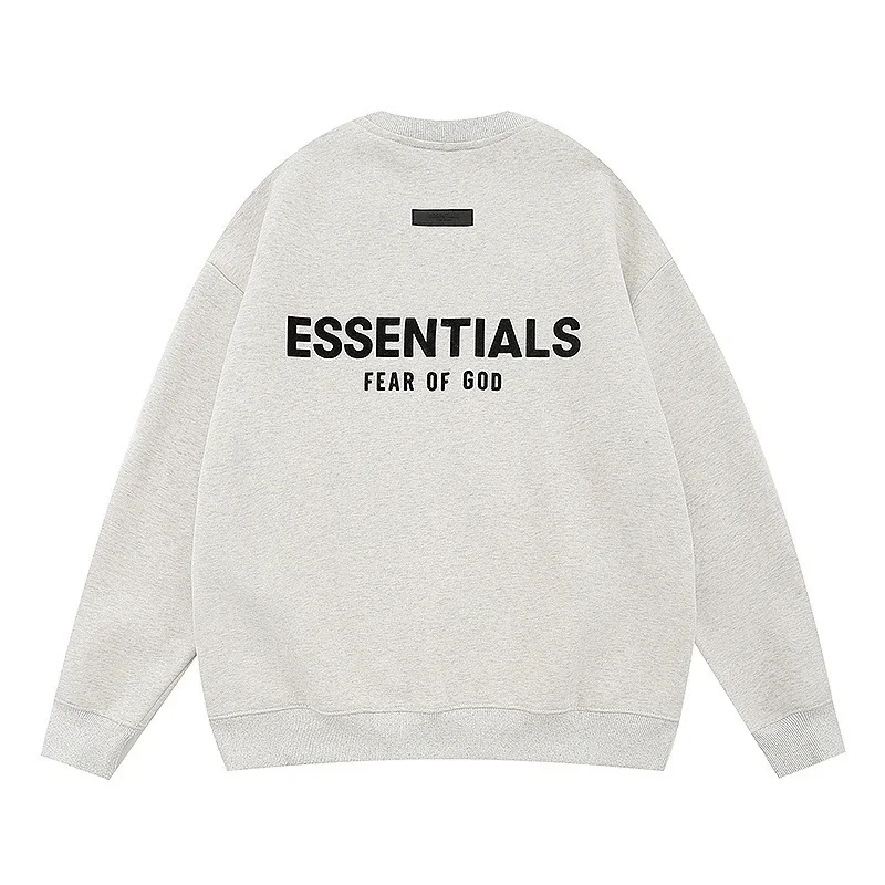 New FEAR OF GOD ESSENTIALS flocked letter men and women casual loose plus velvet hooded sweatshirt trendy