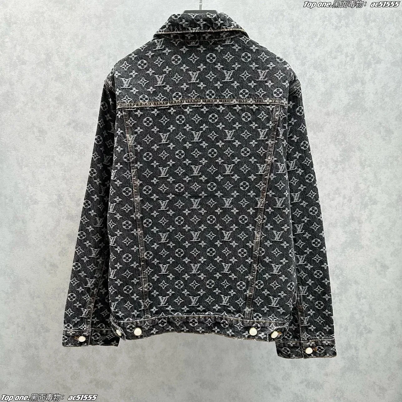Louis Vuitton The highest version 1-V old flower all over printed jacquard denim jacket jacket for men and women same style jacket for men and women