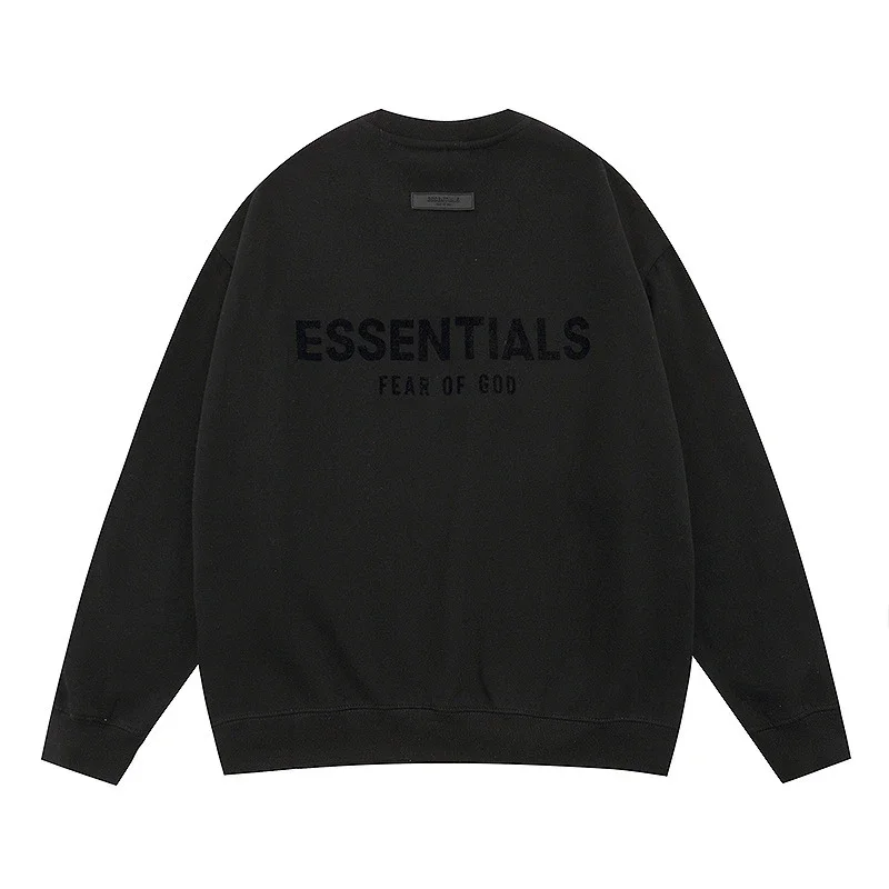 New FEAR OF GOD ESSENTIALS flocked letter men and women casual loose plus velvet hooded sweatshirt trendy