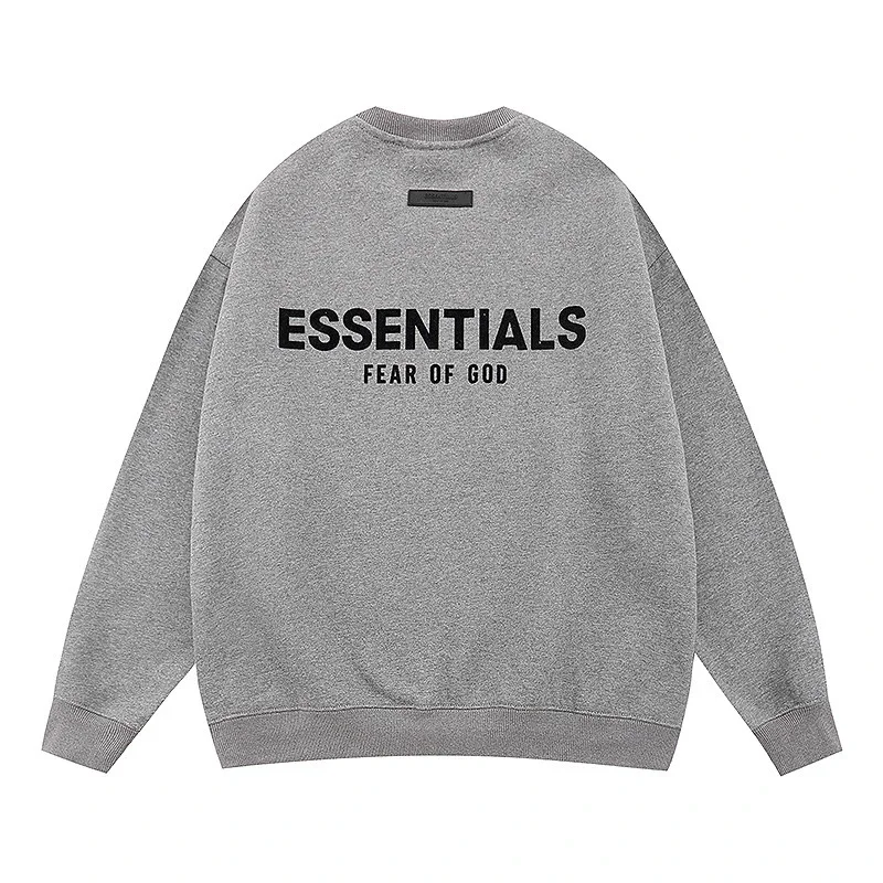 New FEAR OF GOD ESSENTIALS flocked letter men and women casual loose plus velvet hooded sweatshirt trendy