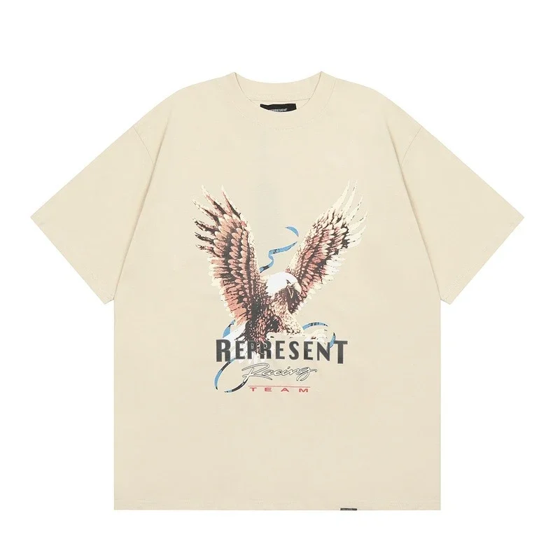 Collection Eagle Shark Pattern Printed Round Neck Short Sleeve Beauty Trendy Hip Hop