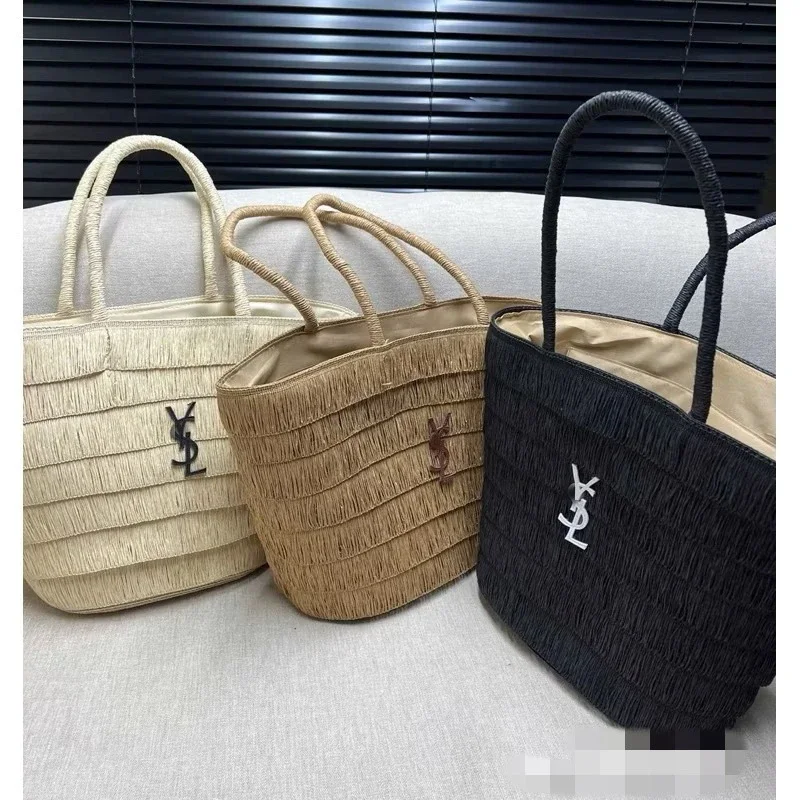 Straw hat straw bag set foldable sun hat outdoor beach bag hat sun hat